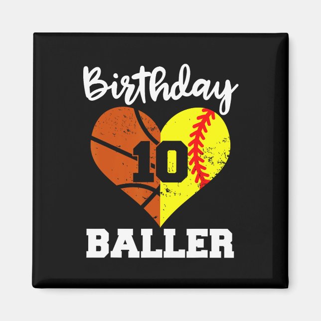Imán 10.º Fun Baller de Cumpleaños Banda de Softball de (Frente)