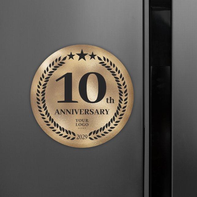 Imán 10.º oro del aniversario de los negocios (10th Business Anniversary Gold Magnet
)