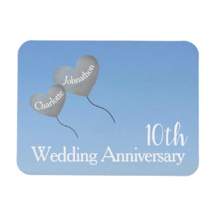 Imán 10.º regalo/favor por el aniversario del boda