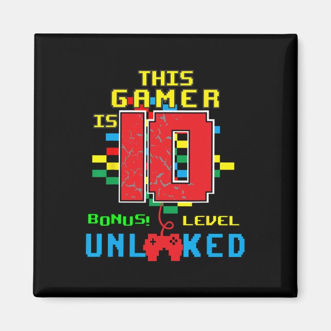 Imán 10.º Videojuego de Camisas de Cumpleaños Desbloque (Frente)