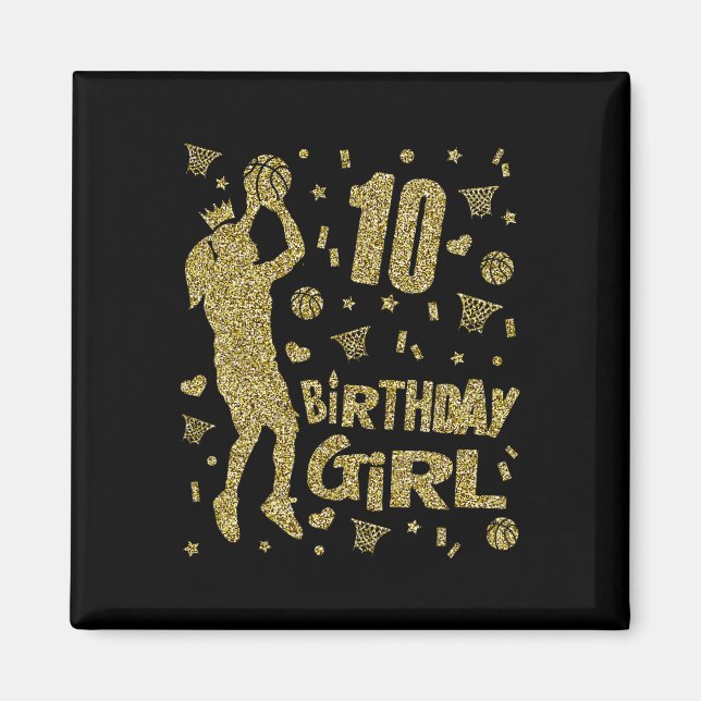 Imán 10 Chicas de cumpleaños jugador de baloncesto de d (Frente)