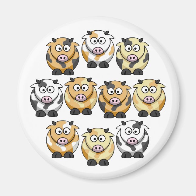 Imán 10 Cow Round Magnet (Frente)