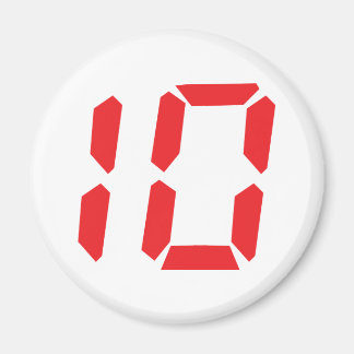 Imán 10 diez números digitales de despertador rojo