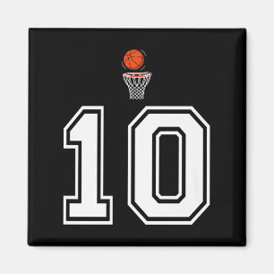 Imán 10 Número Baloncesto Estilo Vintage White Premium