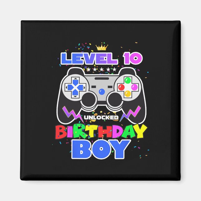 Imán 10 Videojuego de Birthday Boy 10 cumpleaños desblo (Frente)