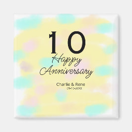 Imán 10 wedding anniversary yellow pastel name retro bo