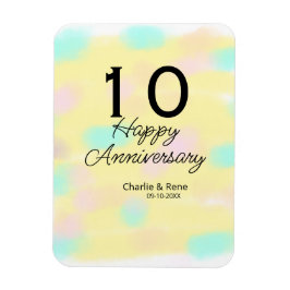 Imán 10 wedding anniversary yellow pastel name retro bo