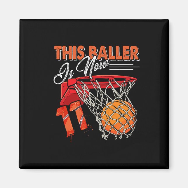 Imán 11.ª fiesta de cumpleaños del baloncesto de niños  (Frente)