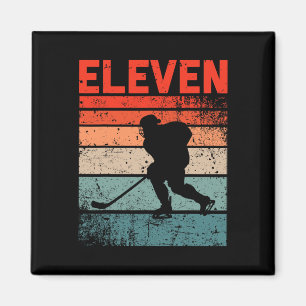 Imán 11.º cumpleaños Hockey sobre hielo Retro Niño de 1