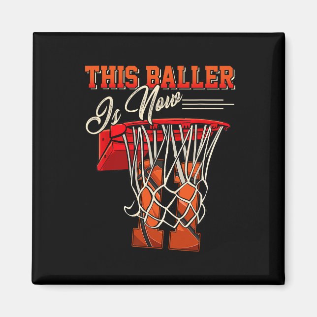 Imán 11.º Cumpleaños Para Muchacho Baloncesto Niño De 1 (Frente)