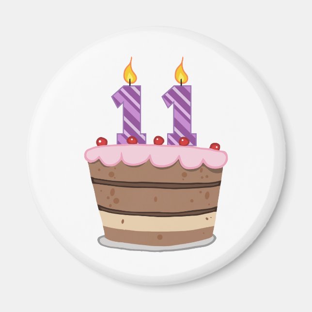 Imán 11 años en el pastel de cumpleaños (Frente)