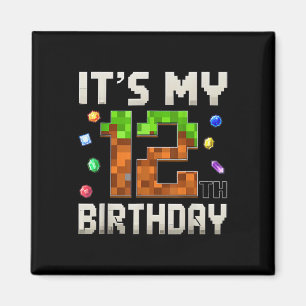 Imán 12.º cumpleaños 12 años Gamer Pixel