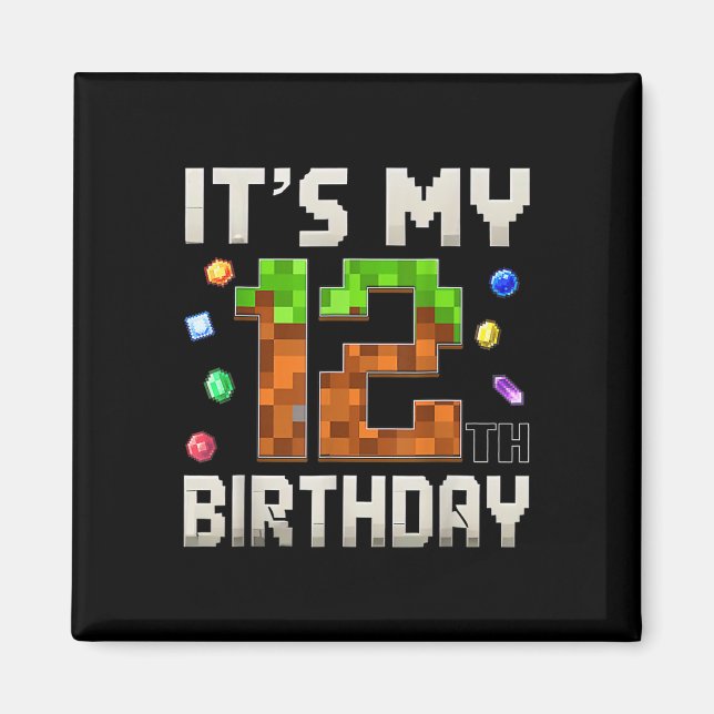 Imán 12.º cumpleaños 12 años Gamer Pixel (Frente)