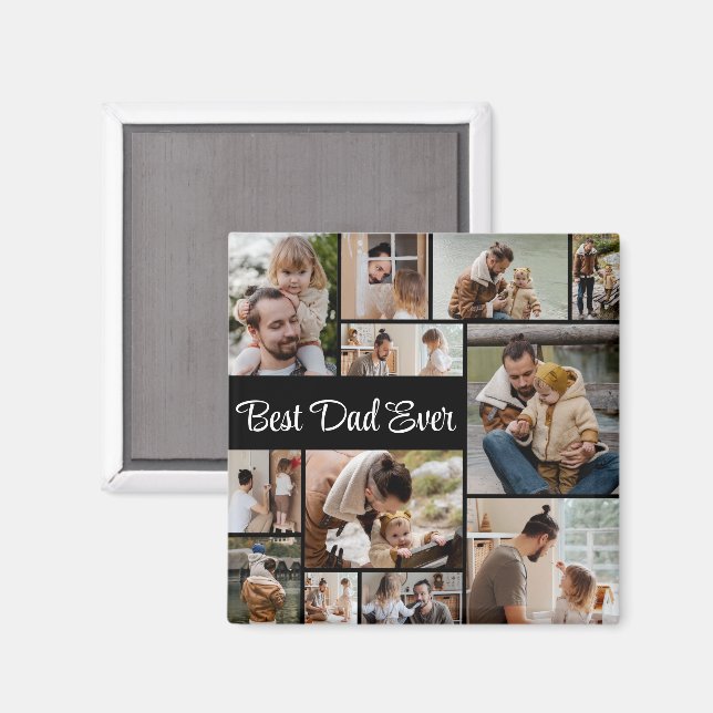 Imán 12 Collage de fotos Mejor Papá (Anverso/Reverso)