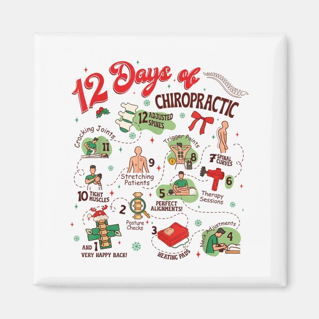 Imán 12 Days Of Chiropractic Christmas Chiropractor  (Frente)