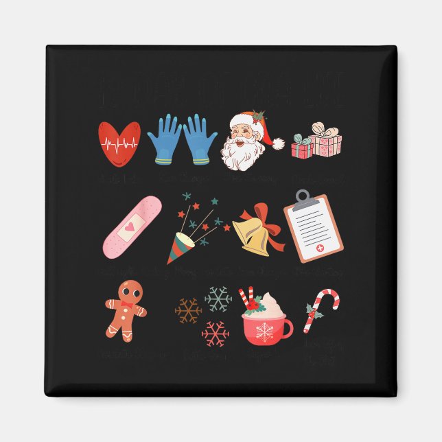 Imán 12 Days Of Cna Life Nurse Merry Christmas Pajamas  (Frente)