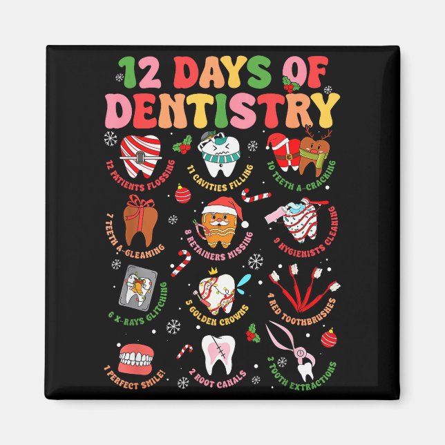 Imán 12 Days Of Dentistry Dentist Xmas Tooth Christmas  (Frente)