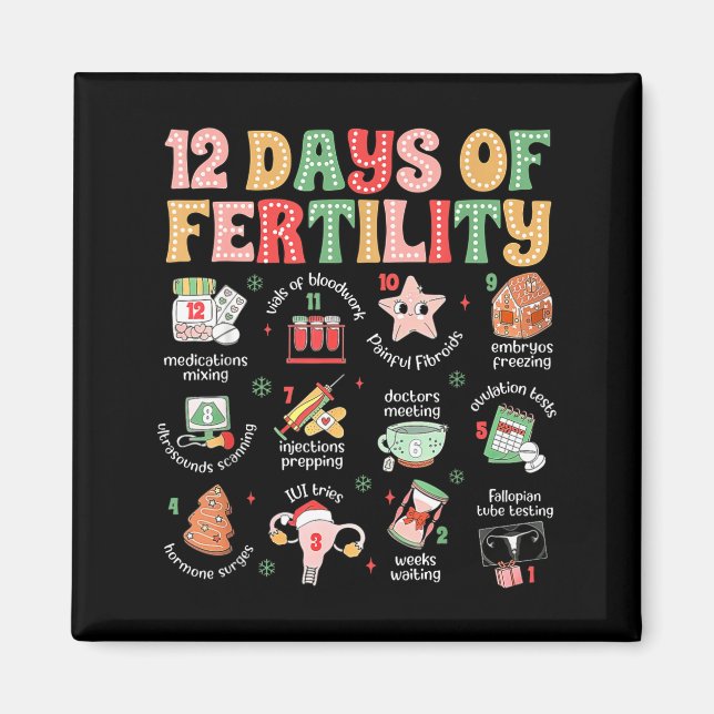 Imán 12 Days Of Fertility Ivf Nurse Christmas Ob Gyn Tr (Frente)
