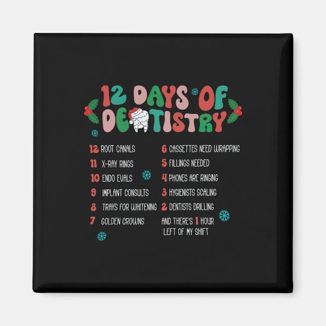 Imán 12 Días De Navidades De Odontología Dentista Hygie (Frente)