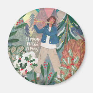 Imán 12 días de Navidades once Pipers Piping