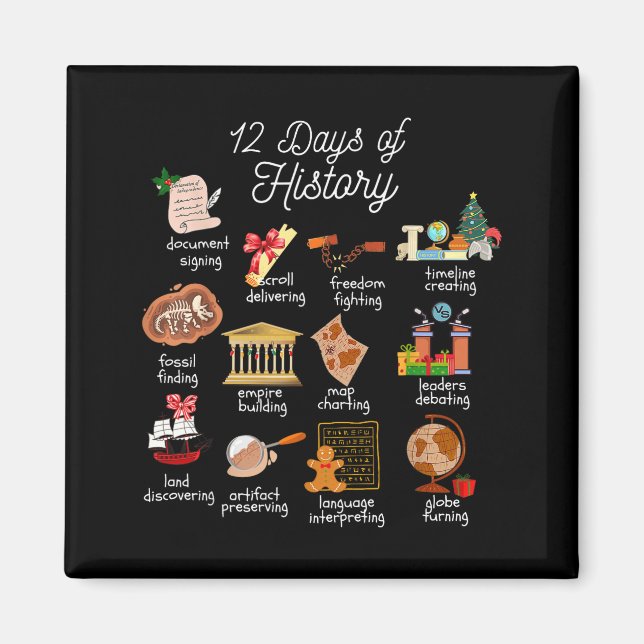 Imán 12 días del maestro de historia Navidad estudios s (Frente)