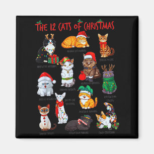 Imán 12 Gatos De Navidad Divertido Día Festivo Gato Ama