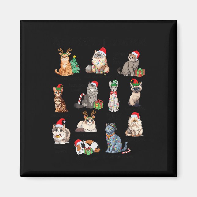 Imán 12 Gatos De Navidades Navidades Graciosos Cat Love (Frente)