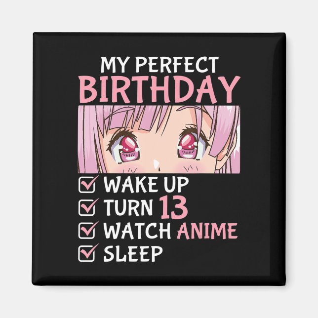 Imán 13.º Anime de observación de cumpleaños, adolescen (Frente)