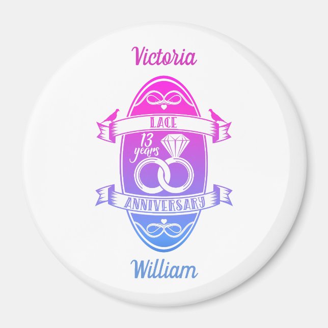 Imán 13 años del 13º aniversario del boda tradicional d (Frente)