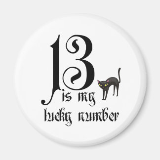 Imán 13 es mi número de suerte + gato negro