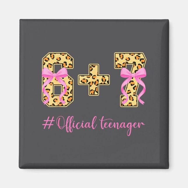 Imán 13th Birthday Girl Nk Coquette Bow Leopard 6+7 Yea (Frente)