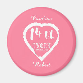 Imán 14° aniversario Boda marfil tradicional