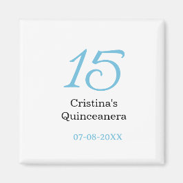 Imán 15th quinceanera birthday blue black bold letter n