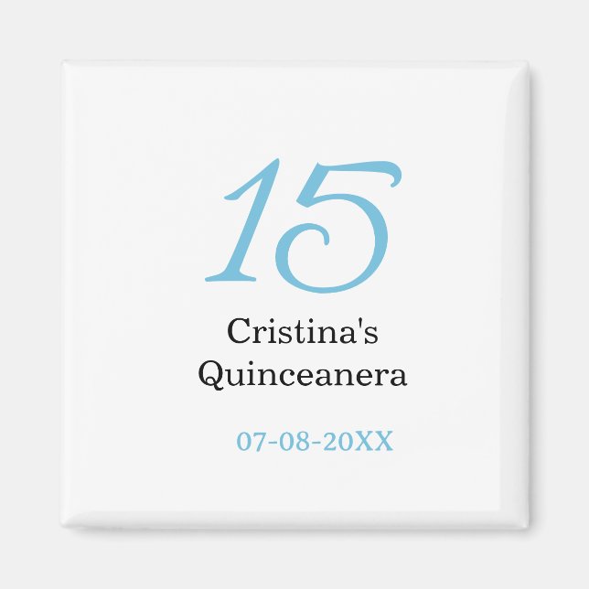 Imán 15th quinceanera birthday blue black bold letter n (Frente)