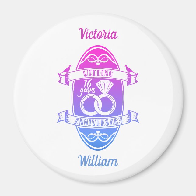 Imán 16 Aniversario del 16º boda (Frente)