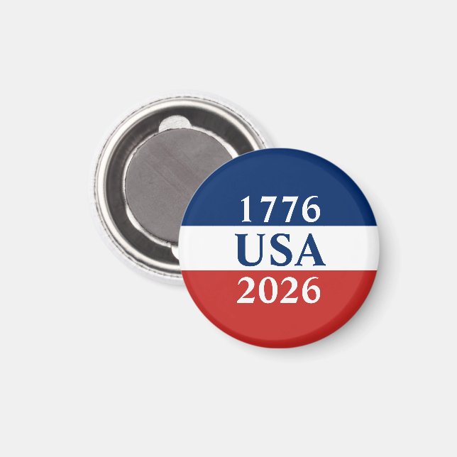 Imán 1776 USA 2026 Rojo Blanco y Azul Patriótico (Anverso/Reverso)