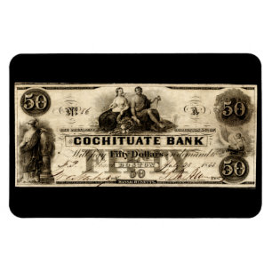 Imán 1853 Cochituate 50 Dólares Nota
