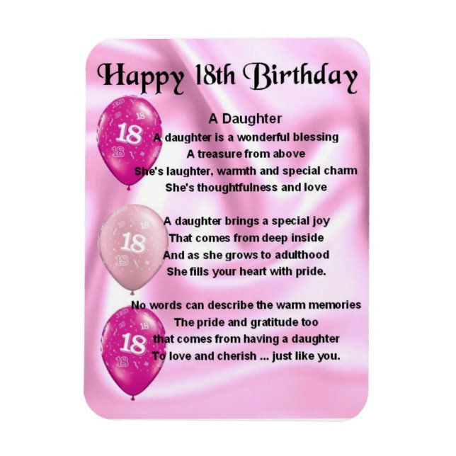 Imán 18.º Poema De La Hija De Cumpleaños (Vertical)