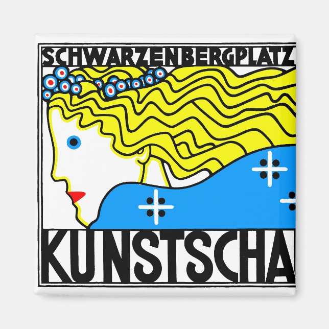 Imán 1908 Viena Art Nouveau Show Fair Maiden (Frente)