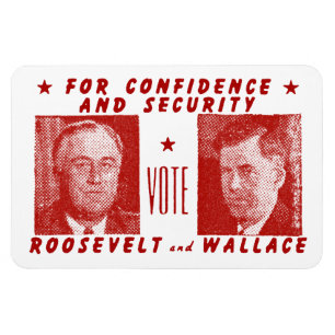Imán 1940 Vote Roosevelt + Wallace, rojo