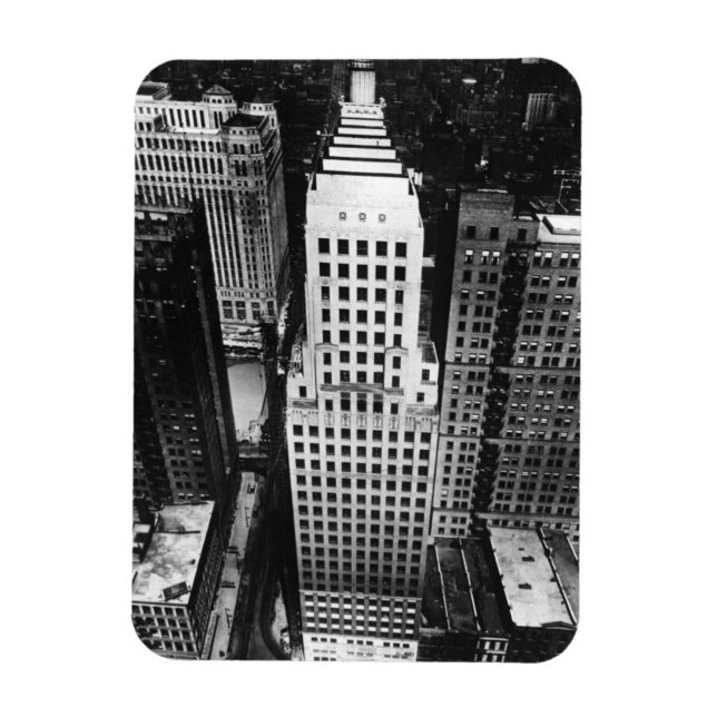 Imán 1960: Vista aérea de un rascacielos de Chicago (Vertical)