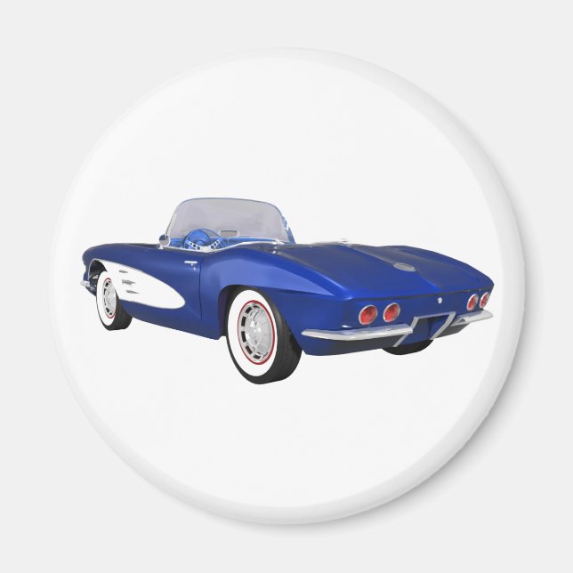 Imán 1961 Corvette C1: Fin azul: (Frente)