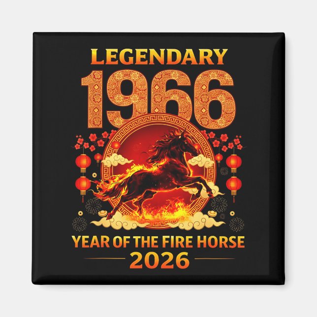 Imán 1966 Año Del Caballo De Fuego Cumpleaños 60 Chino (Frente)
