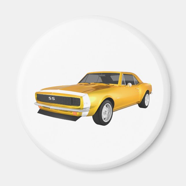 Imán 1967 Camaro SS: Fin amarillo: Modelo 3D: (Frente)