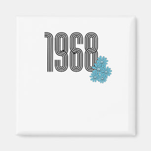 Imán 1968 Hippie Peace Sign Flower Power Aqua