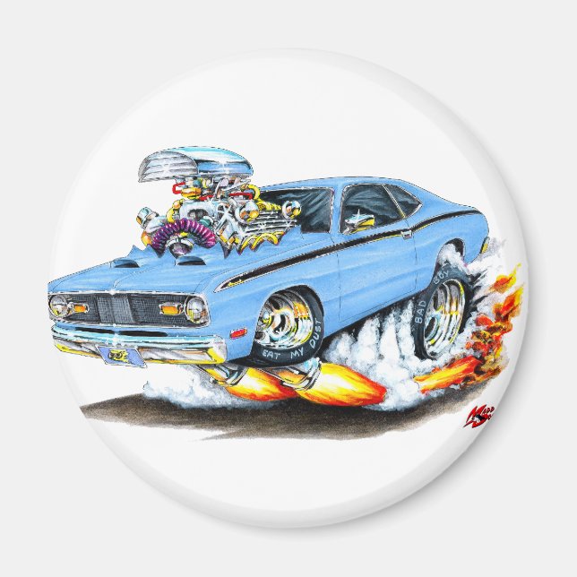 Imán 1970-74 Plymouth Duster Lt Blue Car (Frente)