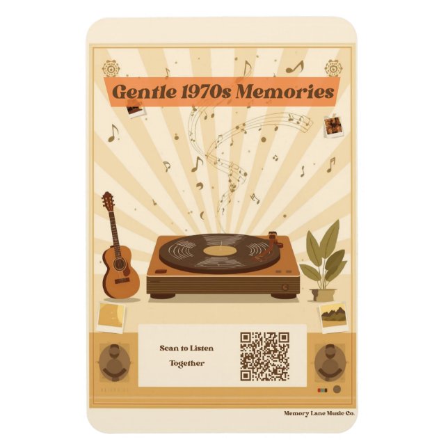 Imán 1970s Memory Care Music Playlist Magnet Dementia (Vertical)