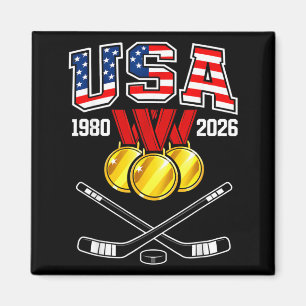 Imán 1982 2026 Hockey Vintage Usa Palos Cruzados