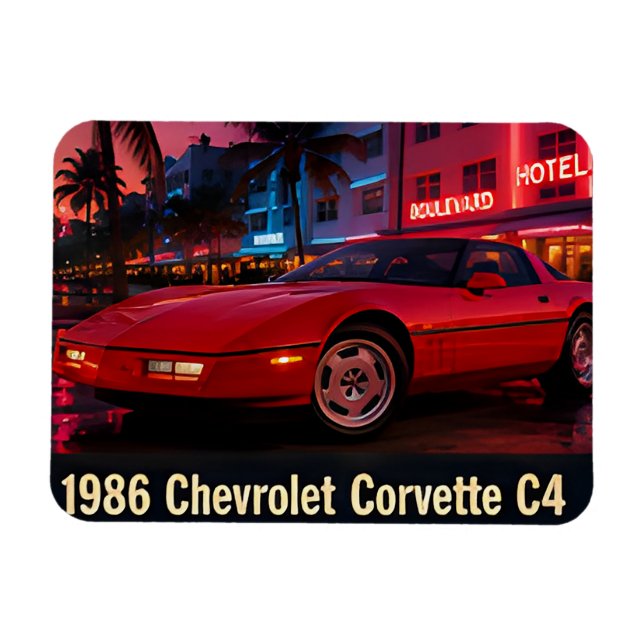 Imán 1986 Chevrolet Corvette C4 Miami 1980s Retro Ameri (Horizontal)
