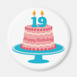 Imán 19.º Pastel de Cumpleaños